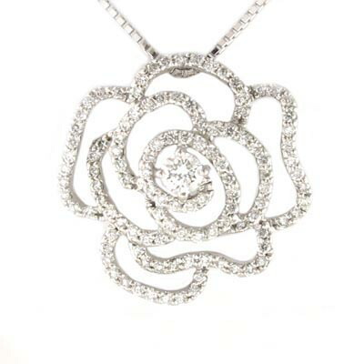 【P10倍 500円OFFクーポン】 プラチナ ネックレス ダイヤモンド ペンダント レディース ローズ バラ 薔薇 フラワー pt900 ボーナスセール|luire