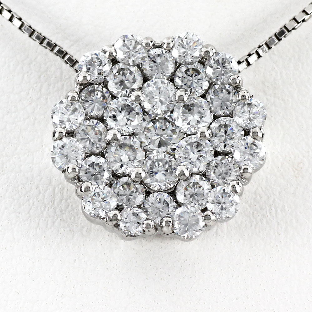 【P10倍 お買い物マラソン】 ダイヤモンド ネックレス 18k ペンダント レディース フラワー 花 パヴェ ゴージャス 2.0カラット ゴールド k18 18金 ボーナスセール｜luire