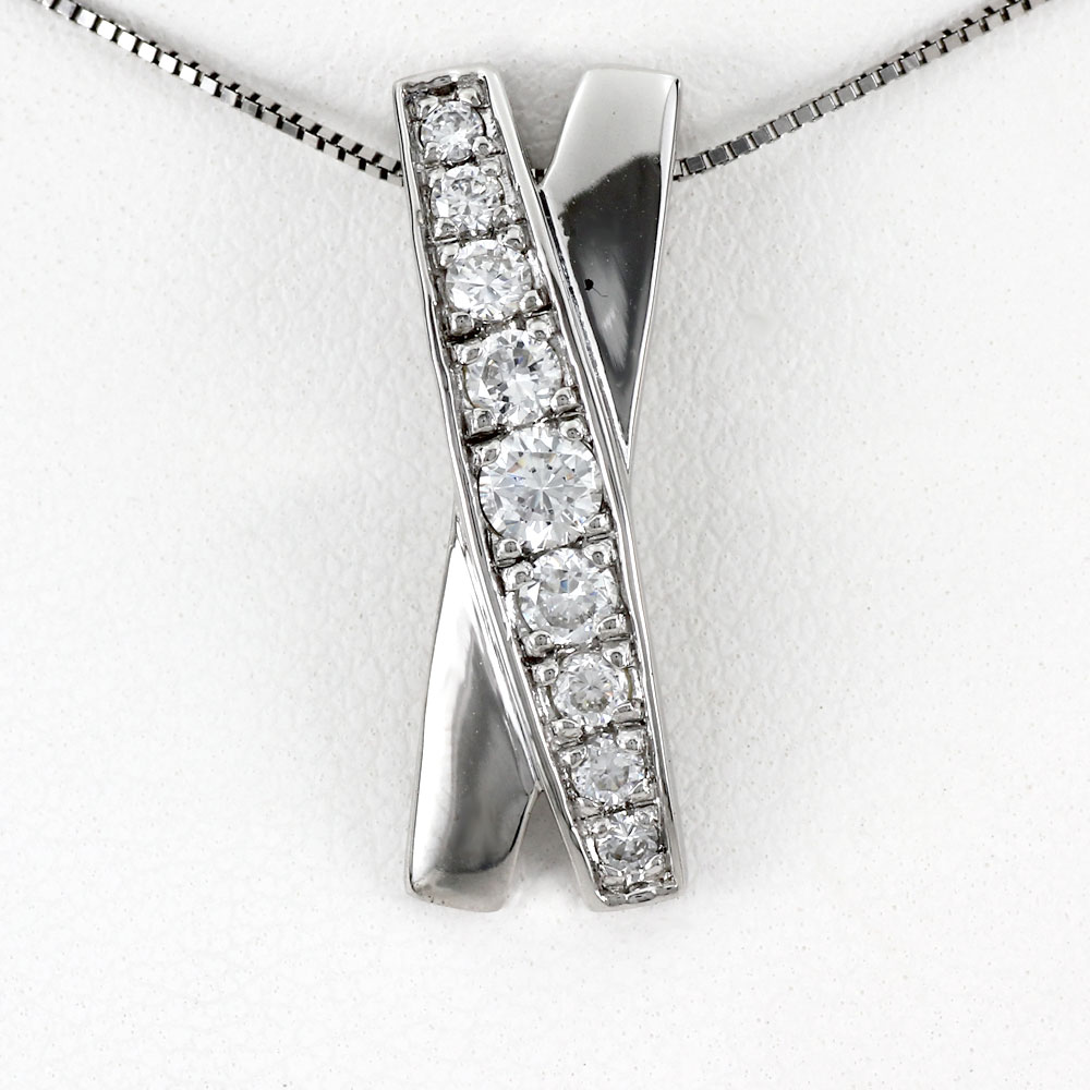 【P10倍 500円OFFクーポン】ダイヤモンド ネックレス 10k ペンダント レディース ゴージャス X字 クロス 0.5カラット ゴールド k10 10金 母の日