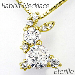 楽天市場】鑑別書付き K18 うさぎ ダイヤモンド ネックレス 4月 誕生石