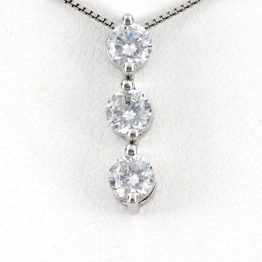 【P10倍 お買い物マラソン】 ダイヤモンド ネックレス 18k ペンダント レディース トリロジー スリーストーン 2ウェイ 2way ゴージャス 1.0カラット 揺れる スイング ブラ ゴールド k18 18金 ボーナスセール|luire