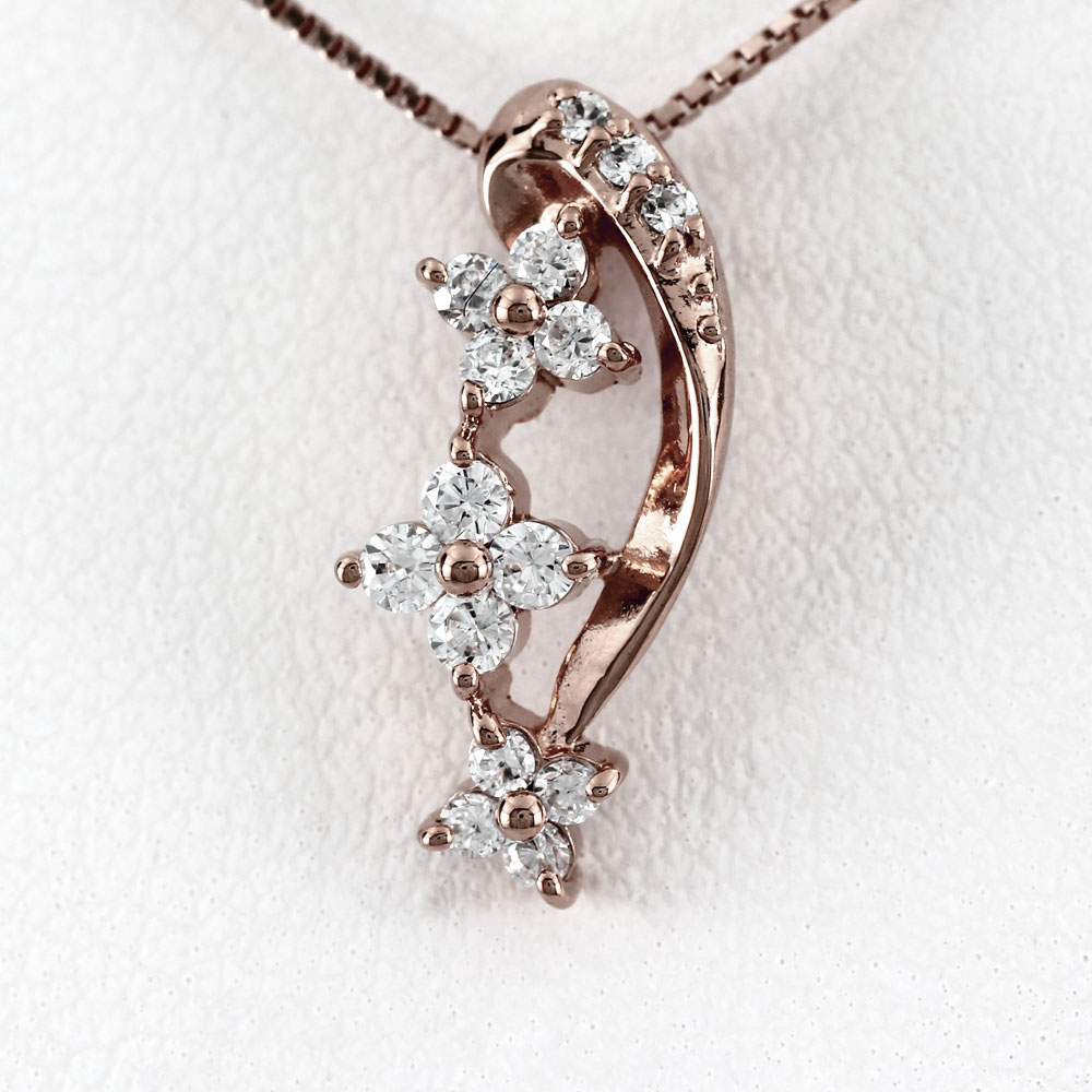 【P10倍 500円OFFクーポン】ダイヤモンド ネックレス 18k ペンダント レディース フラワー 花 ゴールド k18 18金 母の日