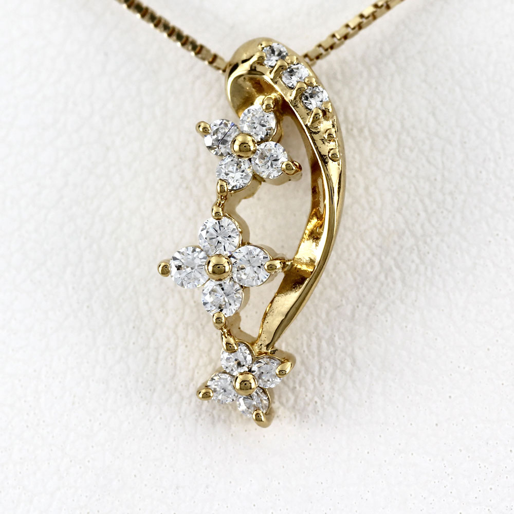 【P10倍 お買い物マラソン】ダイヤモンド ネックレス 18k ペンダント レディース フラワー 花 ゴールド k18 18金 母の日