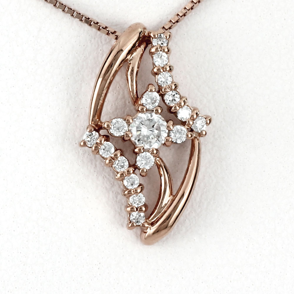 【P10倍 お買い物マラソン】ダイヤモンド ネックレス 18k ペンダント レディース フラワー 花 ゴールド k18 18金 母の日