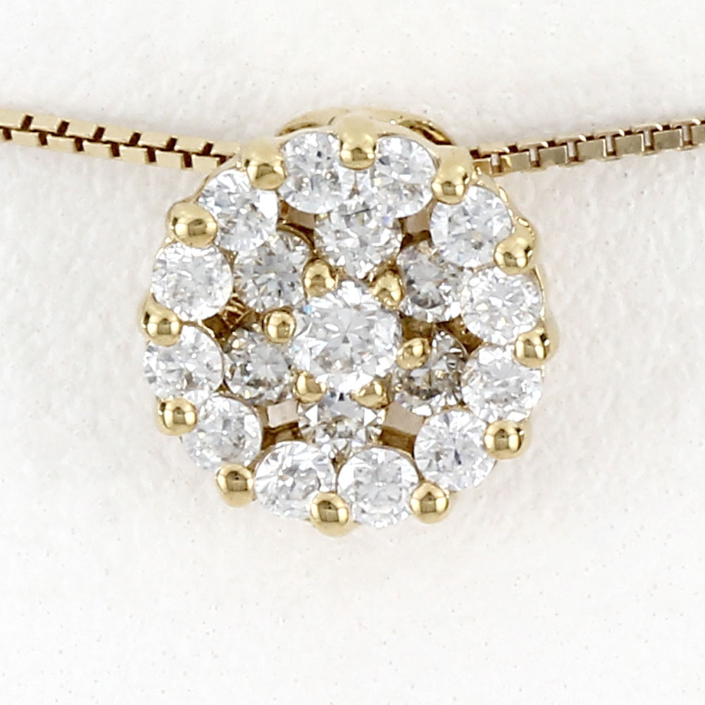 【P10倍 お買い物マラソン】ダイヤモンド ネックレス 18k ペンダント レディース パヴェ サークル ゴールド k18 18金 母の日