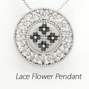 【P10倍 500円OFFクーポン】 ダイヤモンド ネックレス ペンダント レディース フラワー 花 透かし レース サークル アンティーク プラチナ pt900 ボーナスセール｜luire
