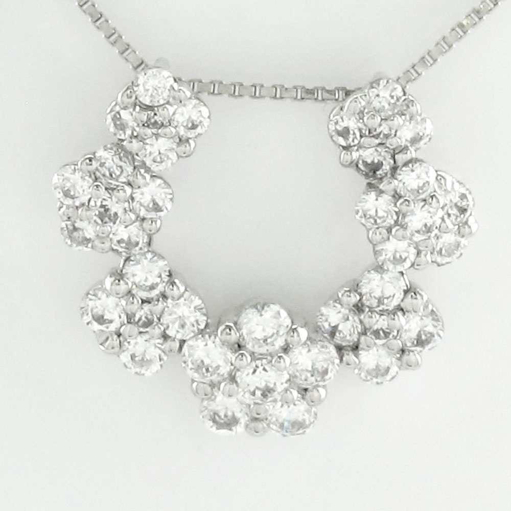 【P10倍 お買い物マラソン】ダイヤモンド ネックレス 18k ペンダント レディース フラワー 馬蹄 ホースシュー ゴージャス ゴールド k18 18金 母の日