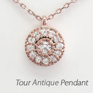 【P10倍 お買い物マラソン】 ダイヤモンド ネックレス 18k ペンダント レディース アンティーク ミル ゴールド k18 18金 ボーナスセール|luire