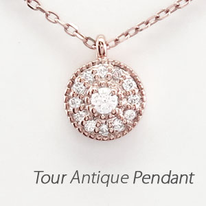 【P10倍 お買い物マラソン】 ダイヤモンド ネックレス 18k ペンダント レディース アンティーク ミル ゴールド k18 18金【送料無料】 ボーナスセール|luire