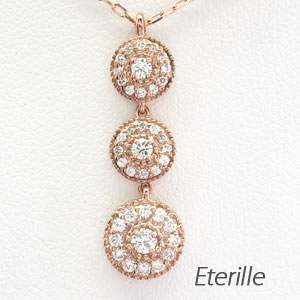 【P10倍 お買い物マラソン】ダイヤモンド ネックレス 18k ペンダント レディース アンティーク ミル 揺れる ゆれる ブラ 3連 ゴールド k18 18金 母の日