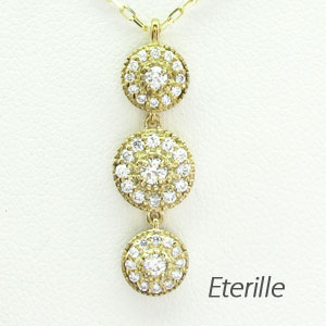 【P10倍 お買い物マラソン】ダイヤモンド ネックレス 18k ペンダント レディース アンティーク ミル 揺れる ゆれる ブラ 3連 ゴールド k18 18金 母の日