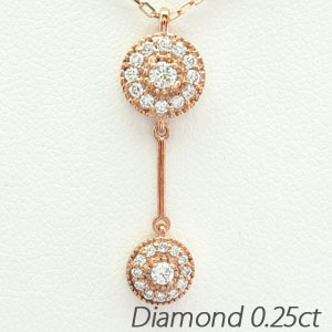 【P10倍 お買い物マラソン】 ダイヤモンド ネックレス 18k ペンダント レディース アンティーク ミル ブラ 揺れる ゆれる 0.2カラット ゴールド k18 18金 ボーナスセール|luire