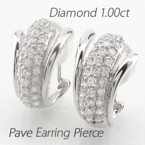 【P10倍 500円OFFクーポン】 イヤリング ダイヤモンド ピアス レディース パヴェ ゴージャス 1.0カラット 地金 18金 18k k18 ゴールド ボーナスセール|luire