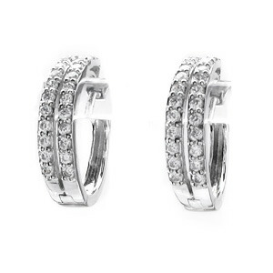 ダイヤモンド フープ ピアス レディース ダイヤ 中折れ 2連 ダブル エタニティ 18金 18k k18 ゴールド 0.5カラット ボーナスセール｜luire