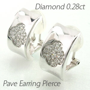 【P10倍 お買い物マラソン】 ダイヤ イヤリング ピアス ダイヤモンド レディース パヴェ フラワー 花 地金 コンビ プラチナ pt900 ボーナスセール｜luire
