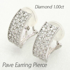【P10倍 お買い物マラソン】ダイヤ イヤリング ピアス ダイヤモンド レディース パヴェ 透かし フラワー 花 アンティーク ミル打ち 1.0カラット プラチナ pt900 母の日