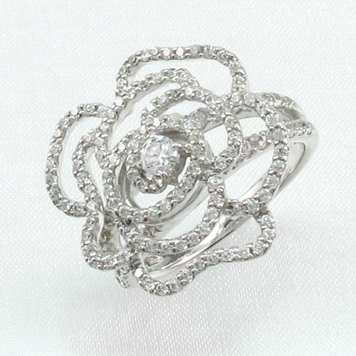 【P10倍 お買い物マラソン】 ダイヤモンド リング 指輪 レディース 薔薇 ローズ 花 ゴージャス k18 18k 18金 ゴールド 1.0カラット ボーナスセール|luire