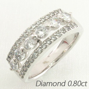 プラチナ✨ダイヤ大粒5石1.04ct✨一文字リング✨無色透明ゴージャス✨お買い得 ◈ プラチナ ダイヤ大粒5石1.04ct 一文字リング 無色透明ゴージャス
