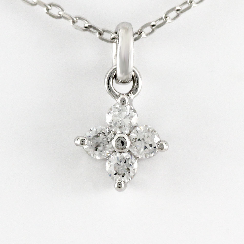 【P10倍 お買い物マラソン】ダイヤモンド ネックレス 18k ペンダント レディース フラワー 花 シンプル プチ ゴールド k18 18金 母の日
