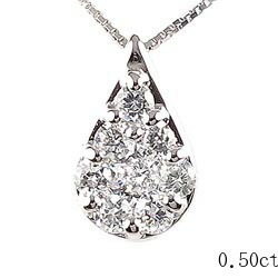 【P10倍 お買い物マラソン】 18k k18ゴールド ダイヤモンド 0.5ct ペンダント つゆ型 k18WG ギフト 誕生日 プレゼント ボーナスセール|luire