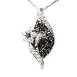 【P10倍 お買い物マラソン】プラチナ900 ブラックダイヤ0.6ct 花 ペンダント ネックレス ギフト 誕生日 プレゼント プラチナ 母の日