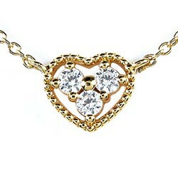 【P10倍 お買い物マラソン】 18k k18ゴールド ペンダント トリロジー ハート ダイヤ 0.10ct 天然ダイヤモンド k18YG ギフト ボーナスセール｜luire