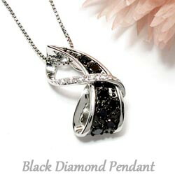 【P10倍 お買い物マラソン】 ブラックダイヤ 0.41ct リボン k18WGペンダント ネックレス ギフト 誕生日 ゴールド ボーナスセール|luire