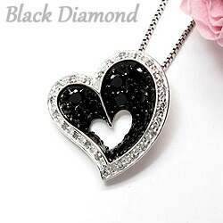 【P10倍 お買い物マラソン】 プラチナ900 ブラックハート ペンダント ネックレス0.75c ペンダント ネックレス ギフト 誕生日 ボーナスセール|luire
