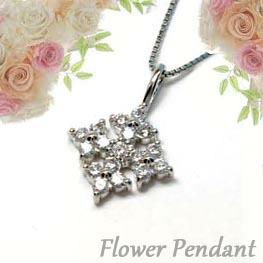 【P10倍 お買い物マラソン】 18k k18ゴールド フラワー 0.34ct キラキラ ペンダント 天然ダイヤモンド k18WG ギフト ボーナスセール｜luire 89,980円