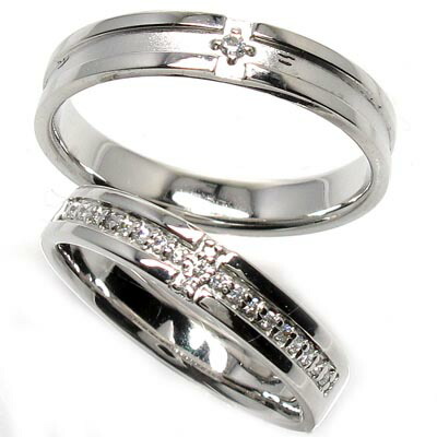 【P10倍 お買い物マラソン】 プラチナ900 ペアリング カップル 2個セット クロス 結婚指輪 刻印 天然ダイヤモンド 結婚記念 マリッジリング ボーナスセール|luire