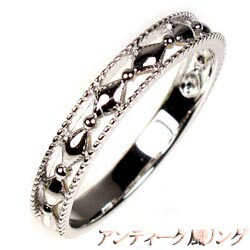 【P10倍 お買い物マラソン】リング レディース プラチナ900 アンティーク 透かし模様 地金リング 結婚指輪 刻印 ギフト 誕生日 マリッジリング 母の日