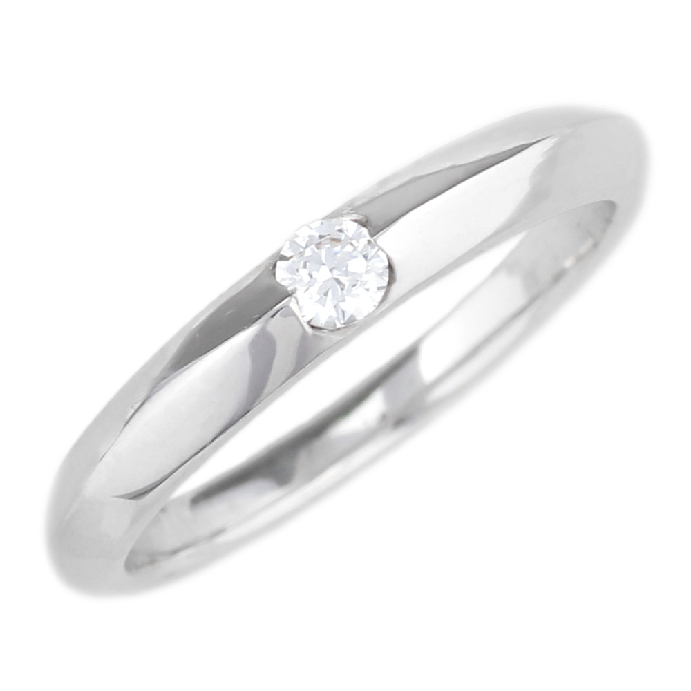 【P10倍 お買い物マラソン】 ダイヤ0.10ct 一粒石リング レディース k18WG 天然ダイヤモンド 誕生日 ストレート 指輪 プレゼント ボーナスセール|luire