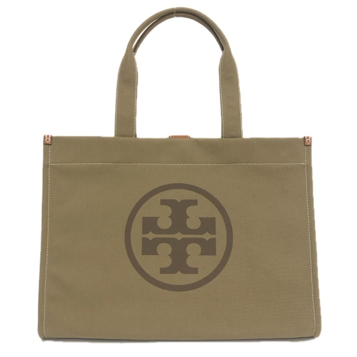 Tory Burch トリーバーチ エラ 148792 トートバッグ キャンバス カーキ【中古】【美品】レディース
