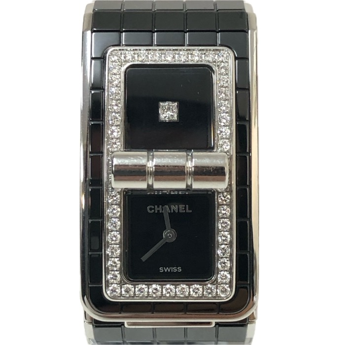 CHANEL シャネル 1Pダイヤ ダイヤベゼル クオーツ コード ココ H5148 腕時計 セラミック/ステンレススチール ブラック【中古】 レディース