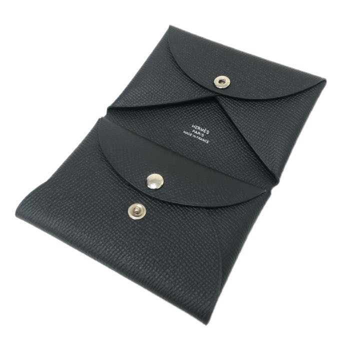 HERMES エルメス カルヴィデュオ コインケース なめし革 黒いこと U目じるし【中古】 ユニ一発やる