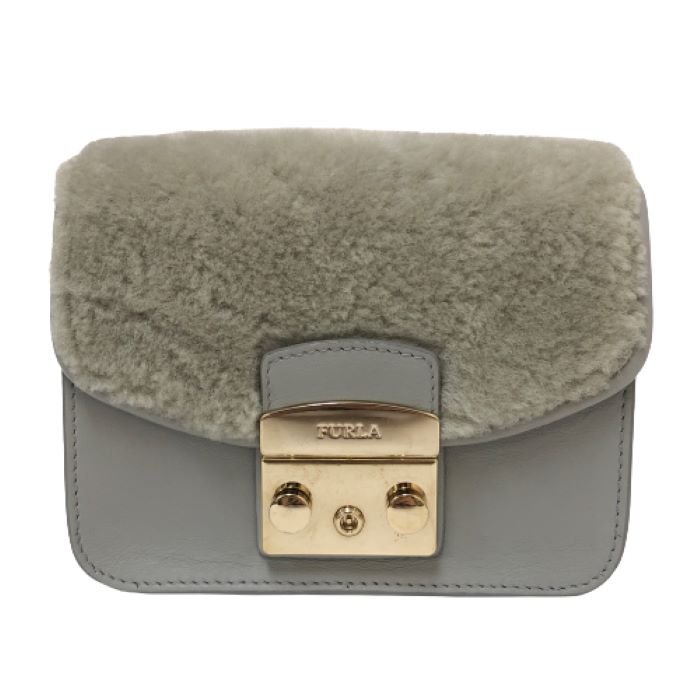 フルラ FURLA メトロポリス フェー付きチェーン斜め掛け ショルダーバッグ グレー【中古】|リュクスタイル店