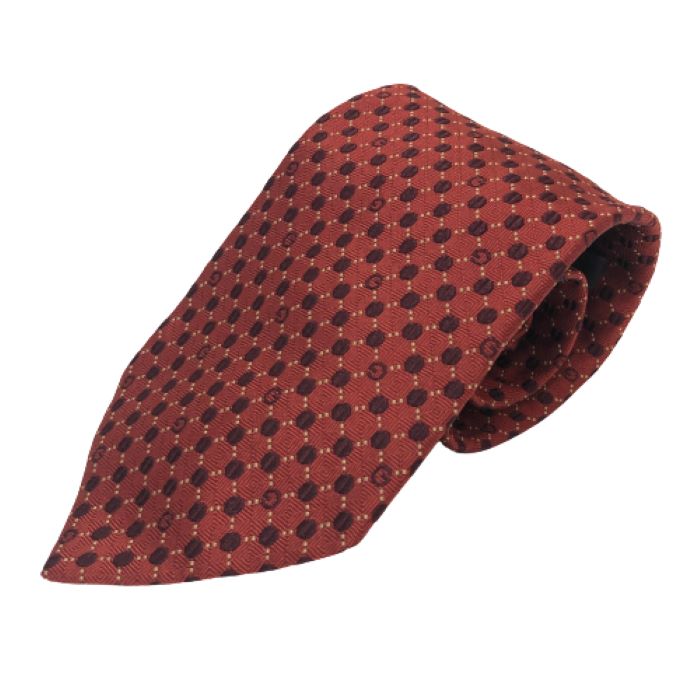グッチ GUCCI  タイ 絹地100％  赤いこと赤銅色【中古】 ネクタイ-スーツ用ファッション小物
