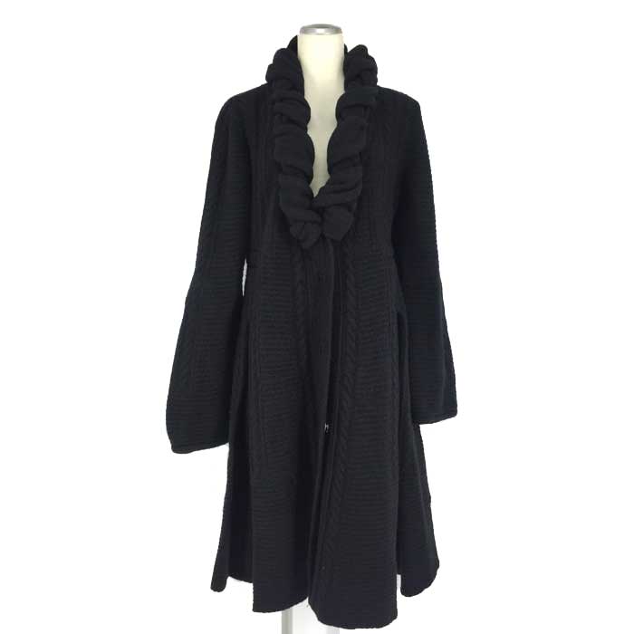 シェルヴィーノ 表どおり Scervino Street  編み物厚地の外套 大きさ42 M好いかげんに 黒いこと【中古】【新品負けず劣らず】【美品】