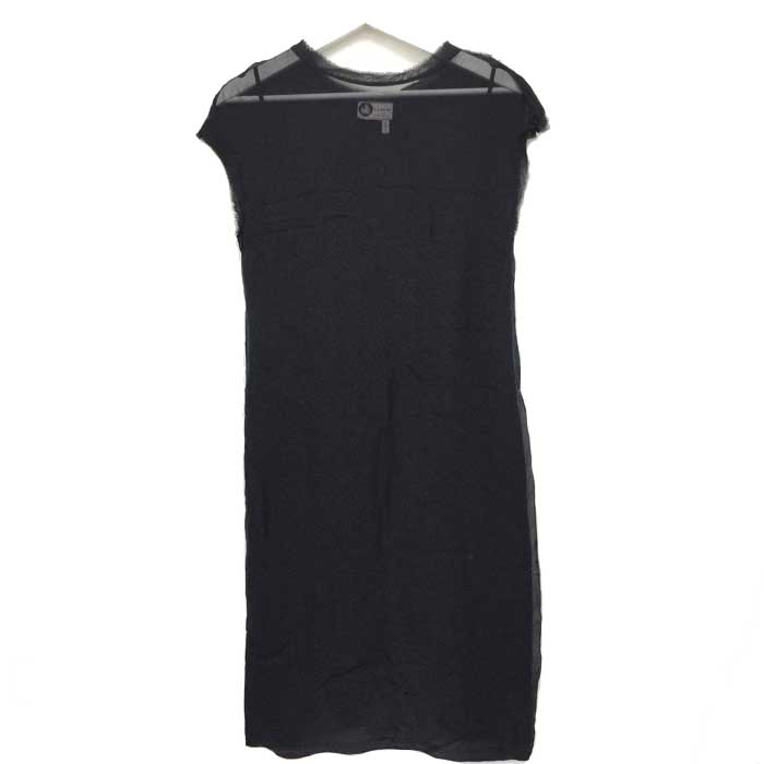 ランバン LANVIN ブローチ付きワンピース フラワーコサージュ ブラック 中古 美品|リュクスタイル店