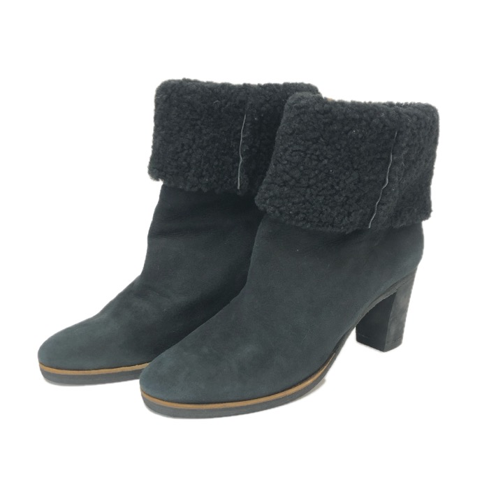 MARTIN MARGIELA マルタンマルジェラ ブーツ ムートン×スウェード ブラック サイズ38(25cm相当)【中古】【美品】 レディース 大きいサイズ