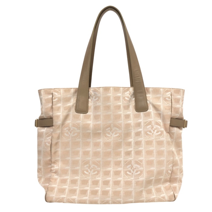 CHANEL シャネル ニュートラベルライン トートGM ギャランティカード付 ショルダーバッグ A15825 トートバッグ レザー/ナイロンキャンバス ベージュ【中古】レディース
