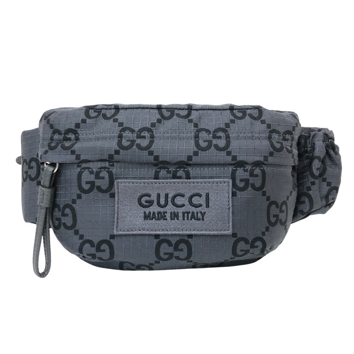 GUCCI グッチ GGロゴタイプ ロゴタイプ縫い 767934 上半身御徒面子 なめし革 GG再利用ポリエステル 薄墨色【中古】【新品負けず劣らず】【美品】メンズ