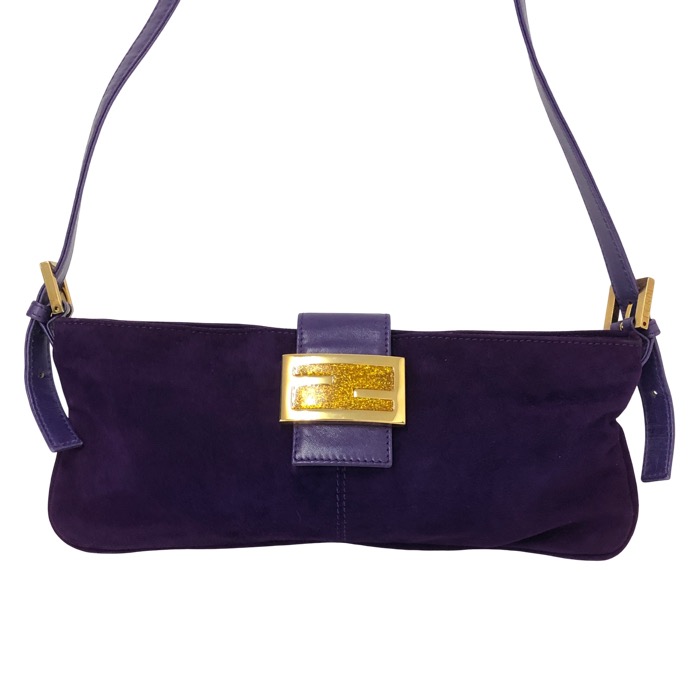 FENDI フェンディ FF マンマバゲット ショルダーバッグ スウェード パープル【中古】 レディース