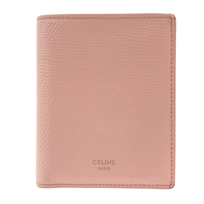 CELINE セリーヌ コンパクトウォレット 二つ折り紙入れ グレインドカーフスキン サクラ色【中古】レディース