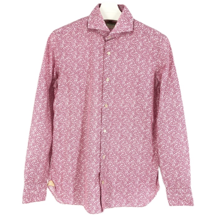 Luigi Borrelli ルイジ・ボレッリ 花柄 長袖シャツ コットン ピンク Mサイズ【中古】メンズ