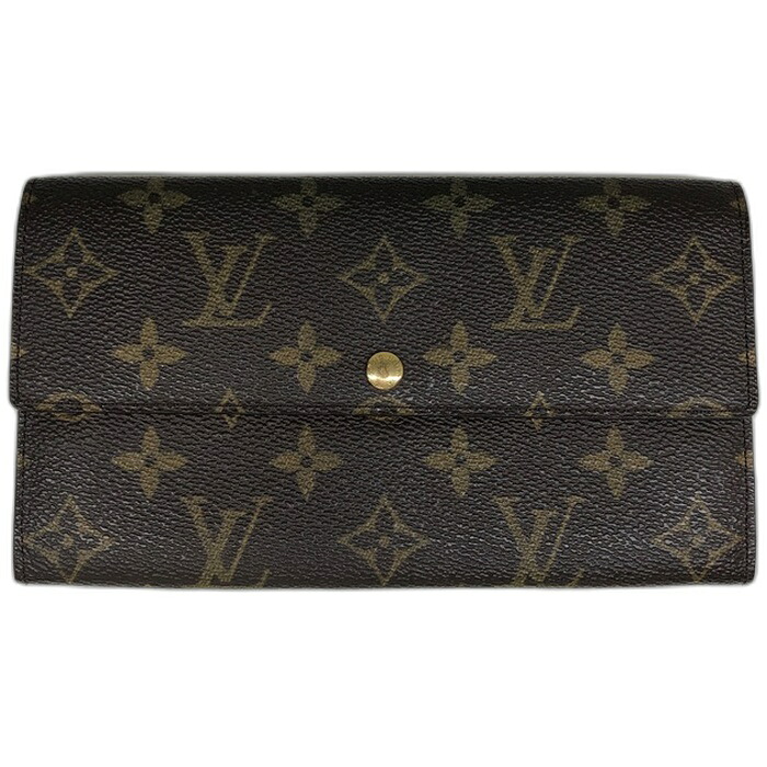 LOUIS VUITTON ルイヴィトン 長紙入れ モノグラム ポシェット ポルトモネクレディ M61725 赤銅色【中古】【良品】
