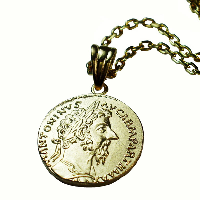 新版 Luz Azul シルバー925 コインネックレス 18金コーティング ローマ マルクス アウレリウス アントニヌス レプリカコイン 手数料安い Www Estelarcr Com