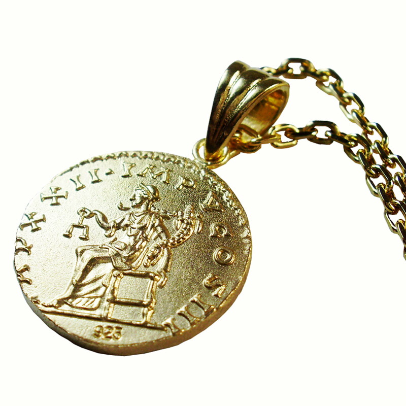 新版 Luz Azul シルバー925 コインネックレス 18金コーティング ローマ マルクス アウレリウス アントニヌス レプリカコイン 手数料安い Www Estelarcr Com