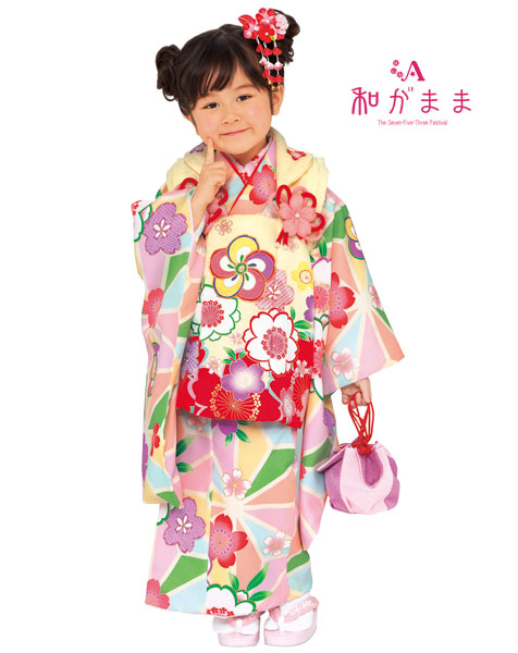 [送料込み]七五三女の子3歳着物9点セット和がままM301