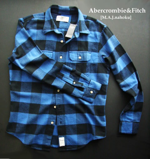 楽天市場 5199新品 アバクロンビー フィッチ Abercrombie Fitch 厚地チェックシャツ3146 青黒 ｍ Mens M A J Nahoku